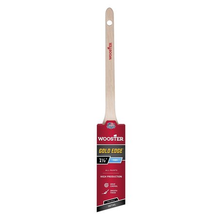 WOOSTER 1-1/2" Thin Angle Sash Paint Brush, Gold CT Polyester Bristle, Wood Handle, 1 5234-1 1/2
